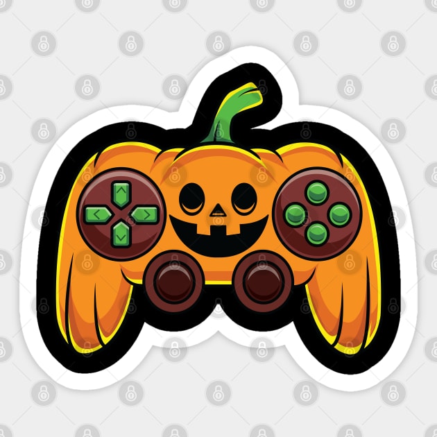 Video Game Controller Pumpkin Halloween Gamer Sticker by HCMGift